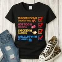 Chicken Wing Hot Dog Macaroni Chillin With My Homies Women's T-Shirt thumb 3