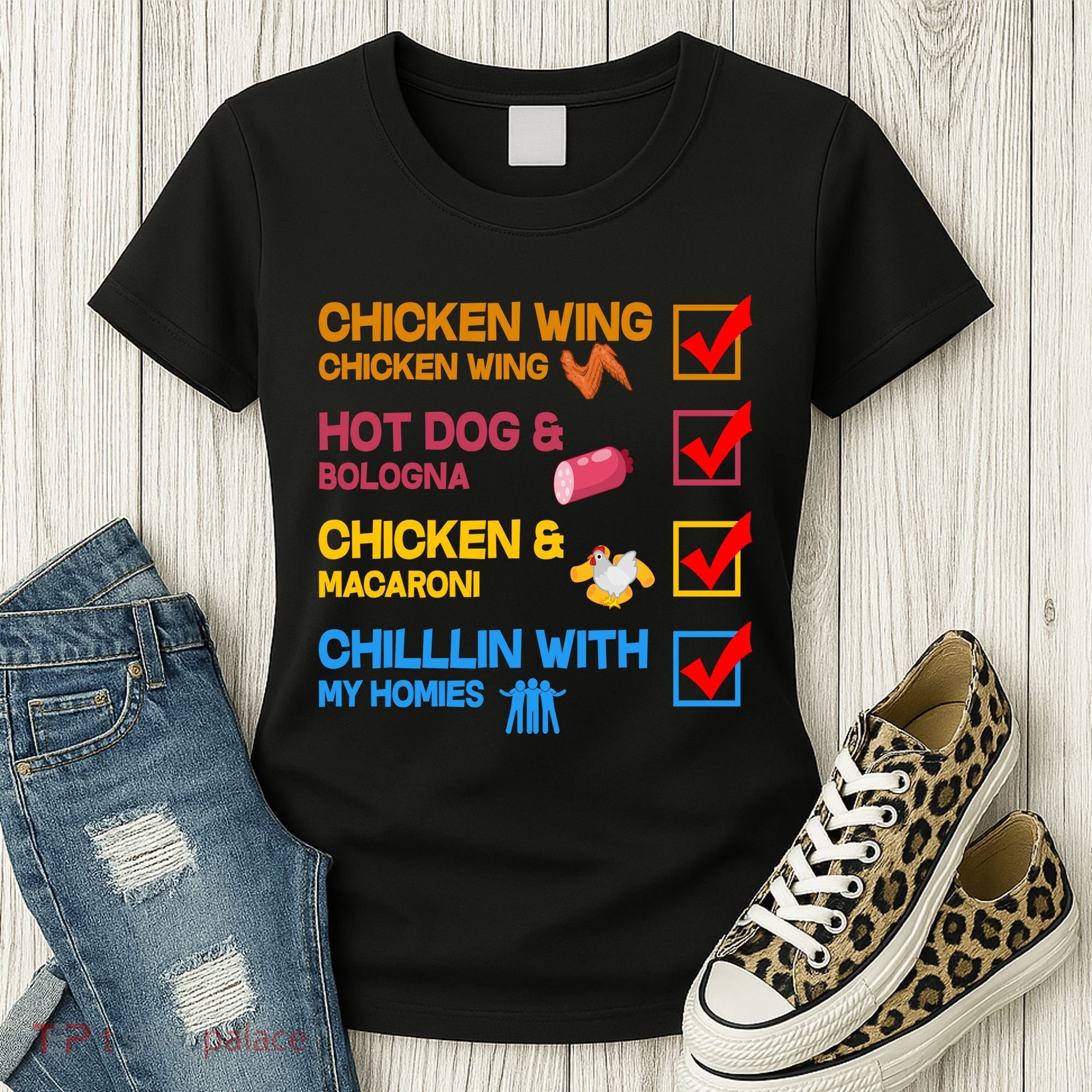 Chicken Wing Hot Dog Macaroni Chillin With My Homies Women's T-Shirt