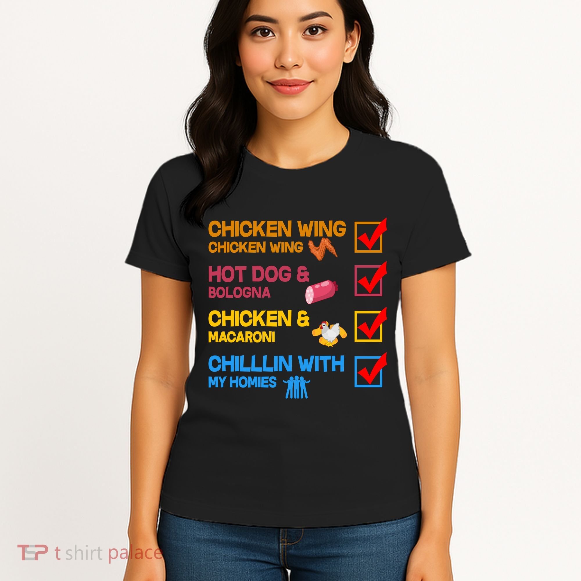 Chicken Wing Hot Dog Macaroni Chillin With My Homies Women's T-Shirt