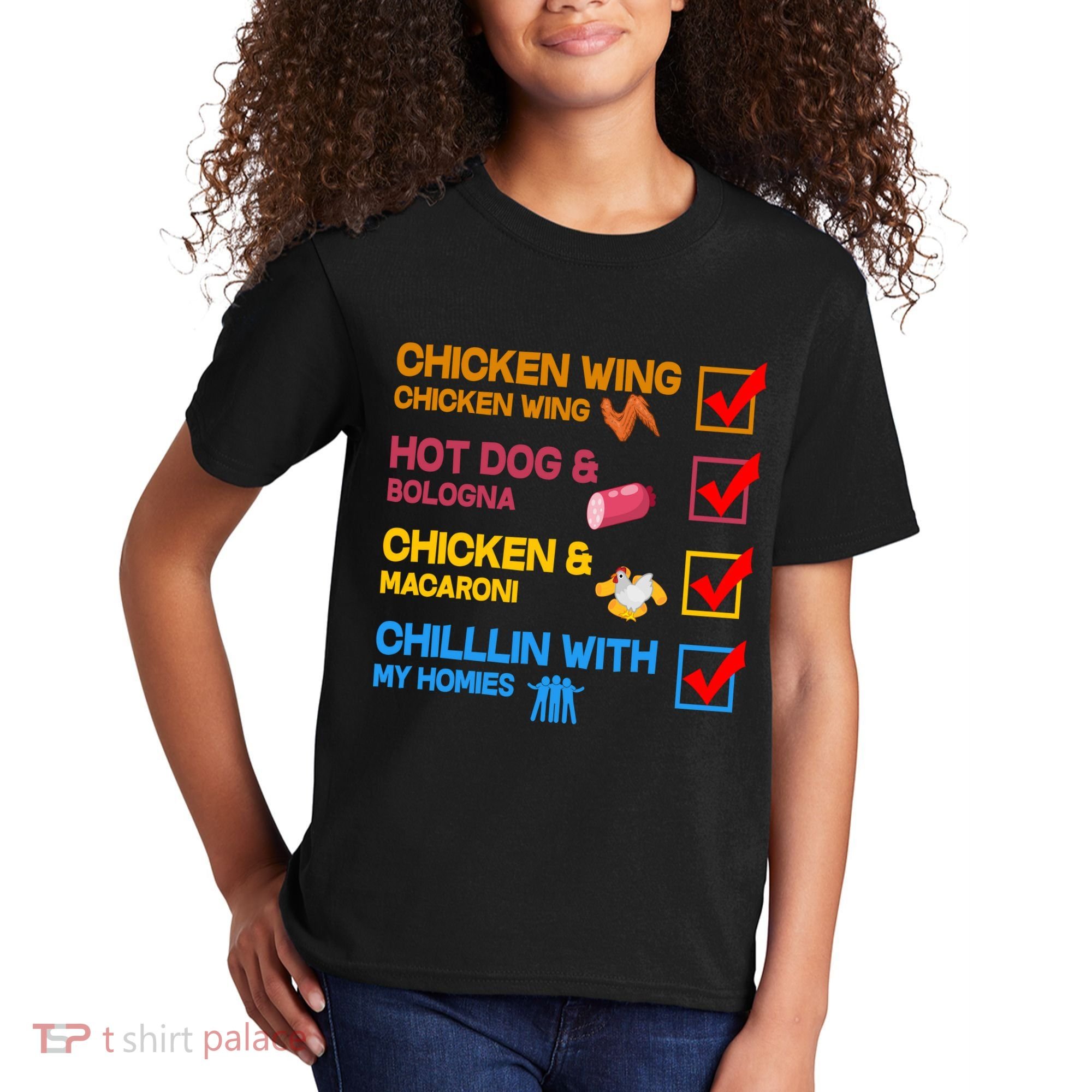 Chicken Wing Hot Dog Macaroni Chillin With My Homies Kids T-Shirt