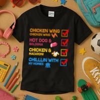 Chicken Wing Hot Dog Macaroni Chillin With My Homies Kids T-Shirt thumb 3