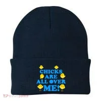 Chicks Are All Over Me Funny Baby Chick Easter Beanie thumb 0