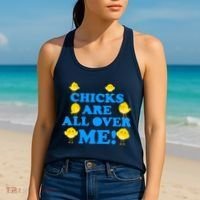 Chicks Are All Over Me Funny Baby Chick Easter Women's Tank Top thumb 2