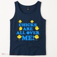 Chicks Are All Over Me Funny Baby Chick Easter Tank Top thumb 2