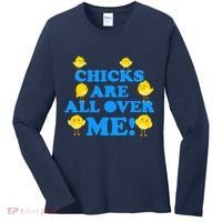 Chicks Are All Over Me Funny Baby Chick Easter Women's Long Sleeve Shirt thumb 0