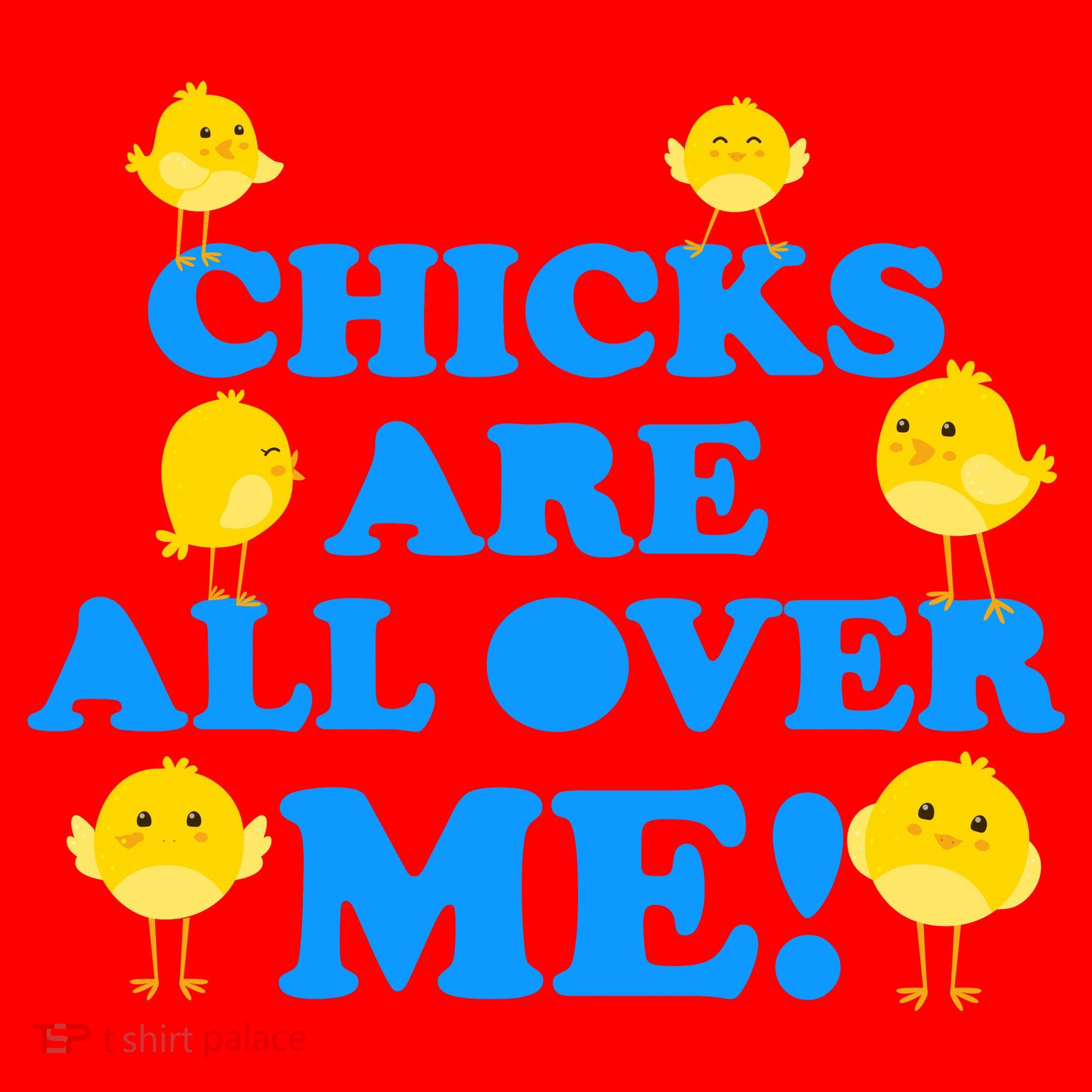Chicks Are All Over Me Funny Baby Chick Easter Santa Hat