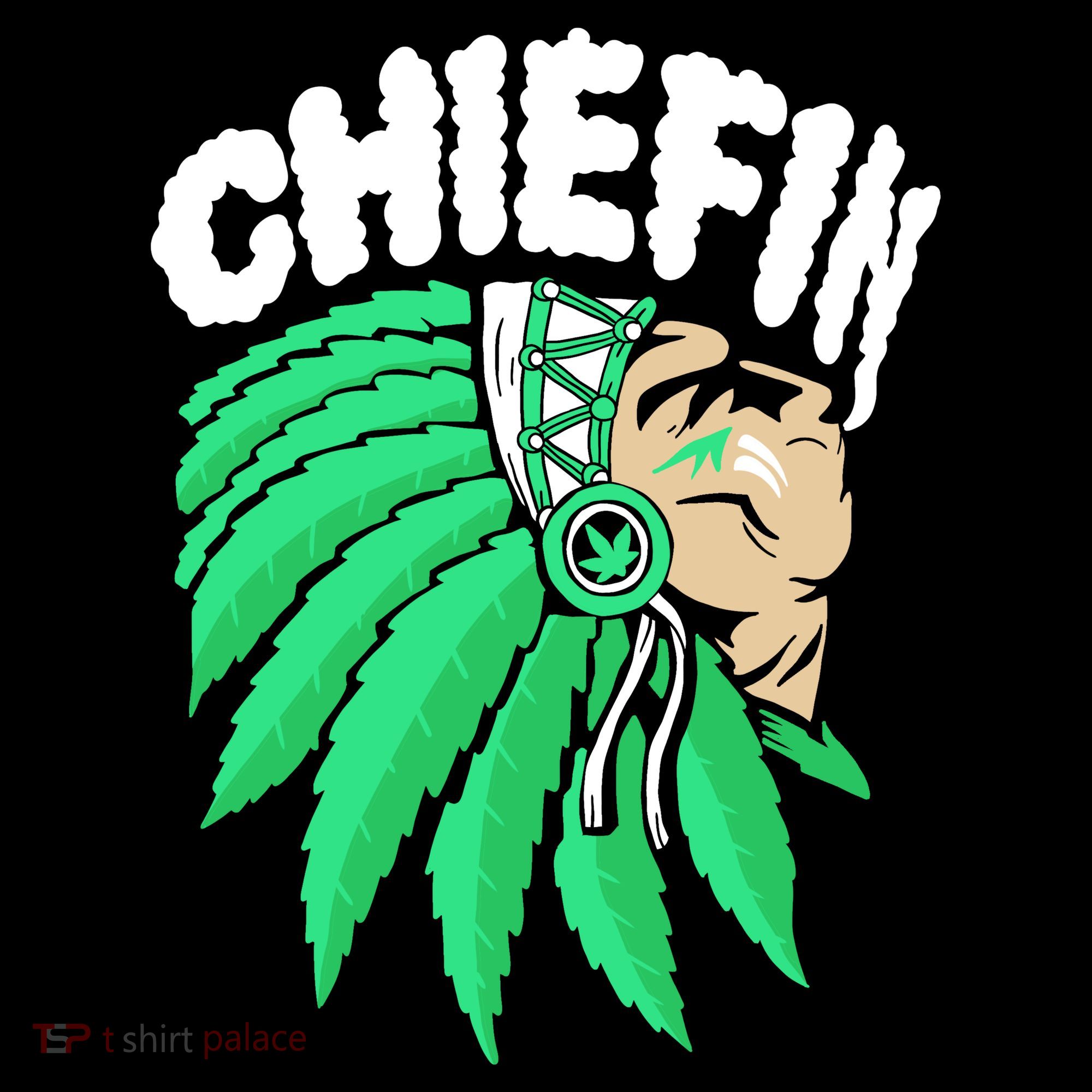 Chiefin Smoke Weed Native American Button