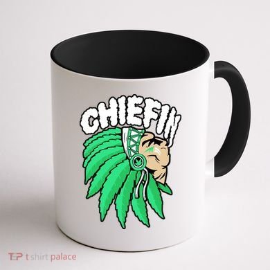 Chiefin Smoke Weed Native American Coffee Mug back
