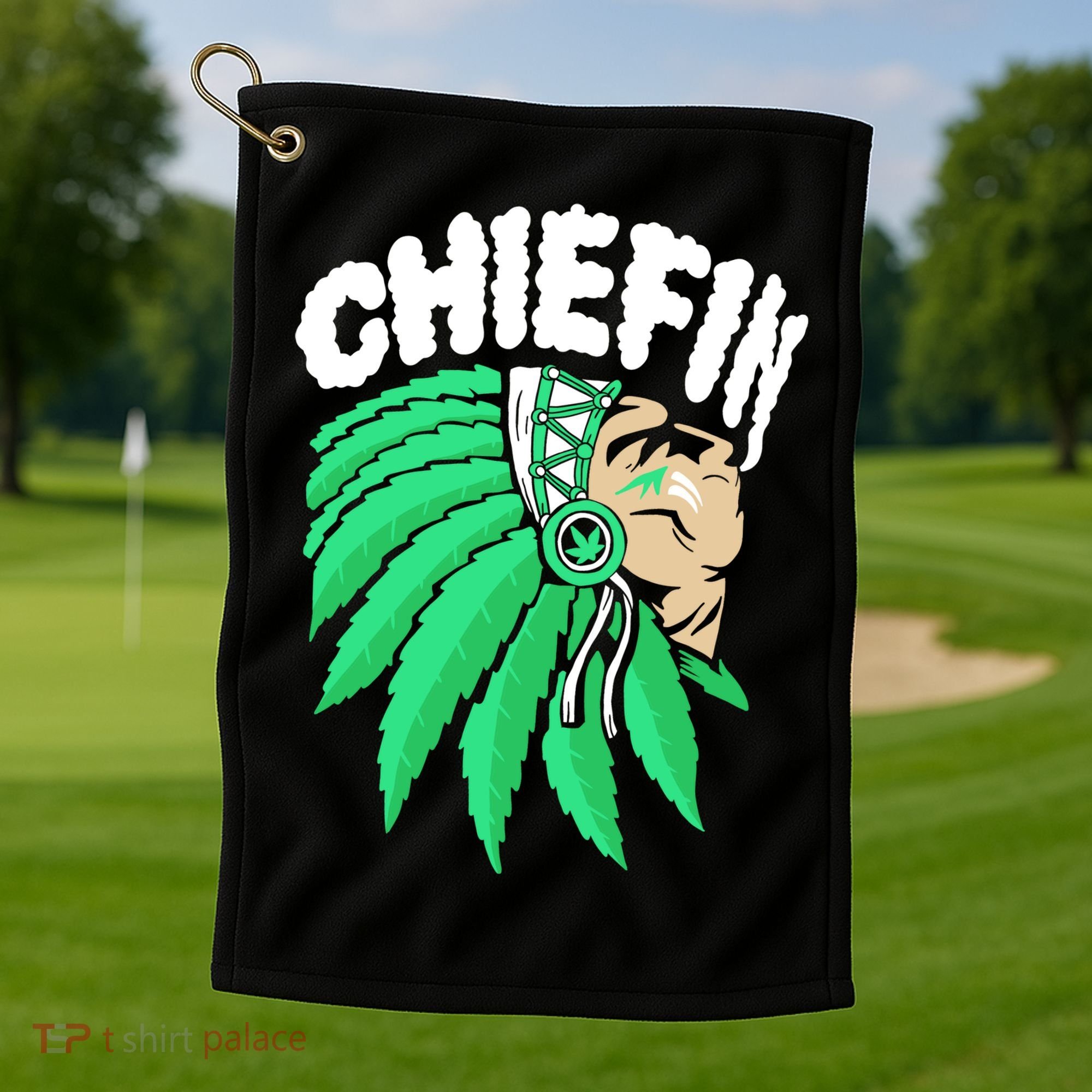 Chiefin Smoke Weed Native American Golf Towel