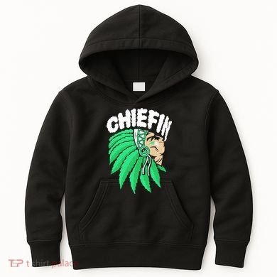 Chiefin Smoke Weed Native American Kids Hoodie