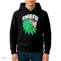 Chiefin Smoke Weed Native American Kids Hoodie thumb 4