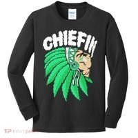 Chiefin Smoke Weed Native American Kids Long Sleeve Shirt thumb 0