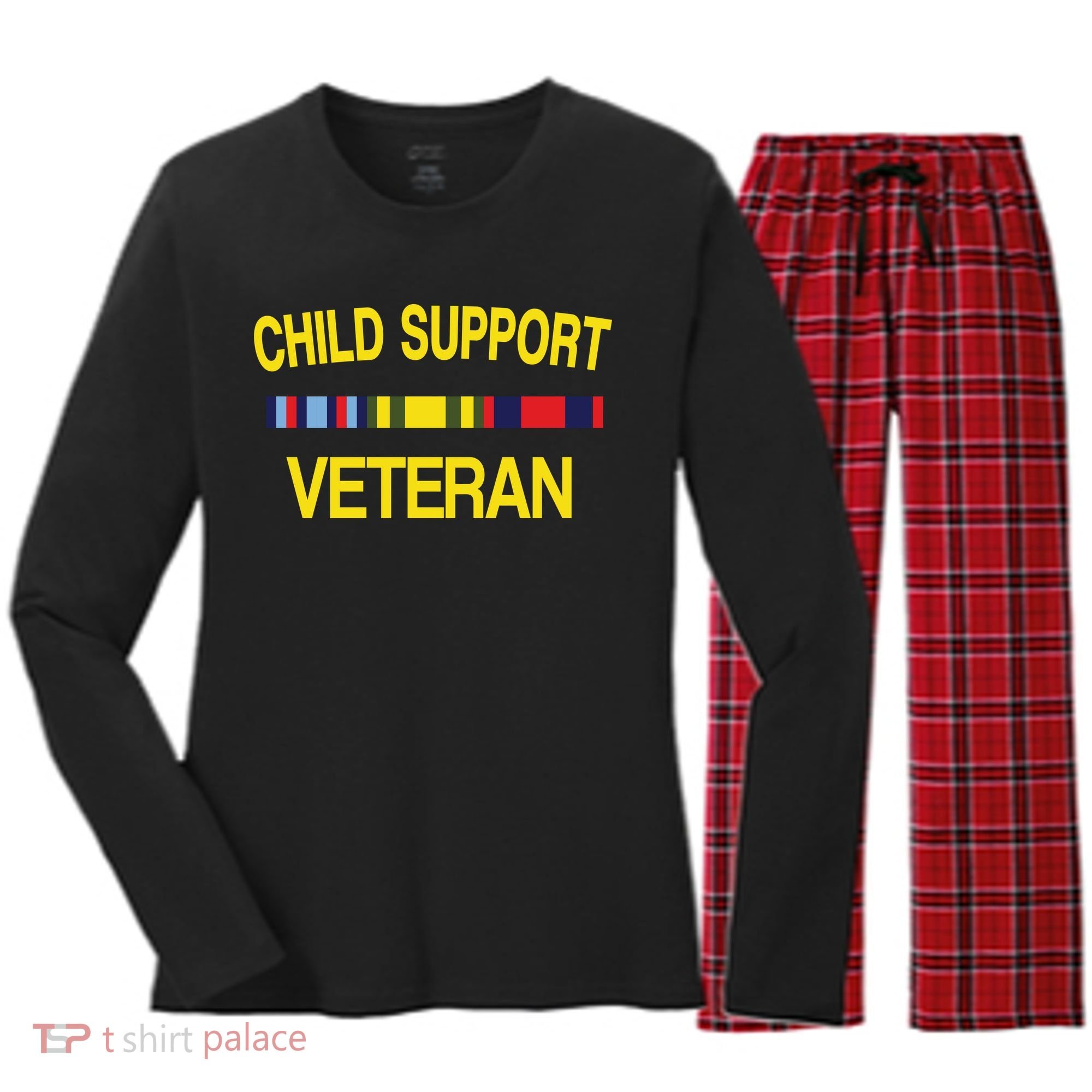 Child Support Veteran Women's Long Sleeve Flannel Pajama Set 
