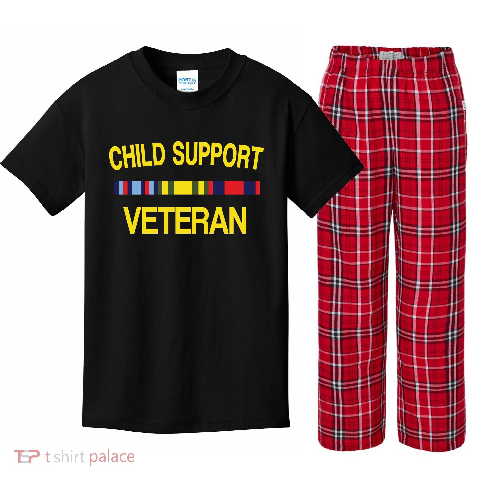 Child Support Veteran Kids Plaid Pajama Set