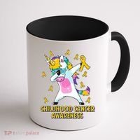 Childhood Cancer Awareness Dabbing Unicorn Coffee Mug thumb 1