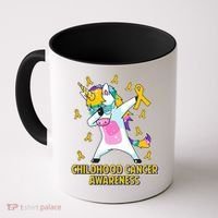 Childhood Cancer Awareness Dabbing Unicorn Coffee Mug thumb 0