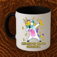 Childhood Cancer Awareness Dabbing Unicorn Coffee Mug thumb 2