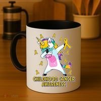 Childhood Cancer Awareness Dabbing Unicorn Coffee Mug thumb 4