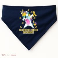 Childhood Cancer Awareness Dabbing Unicorn USA-Made Doggie Bandana thumb 0