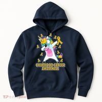 Childhood Cancer Awareness Dabbing Unicorn Hoodie thumb 0