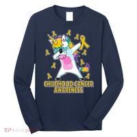 Childhood Cancer Awareness Dabbing Unicorn Long Sleeve Shirt thumb 0