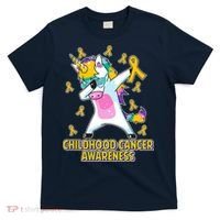Childhood Cancer Awareness Dabbing Unicorn T-Shirt thumb 0