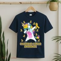 Childhood Cancer Awareness Dabbing Unicorn T-Shirt thumb 2