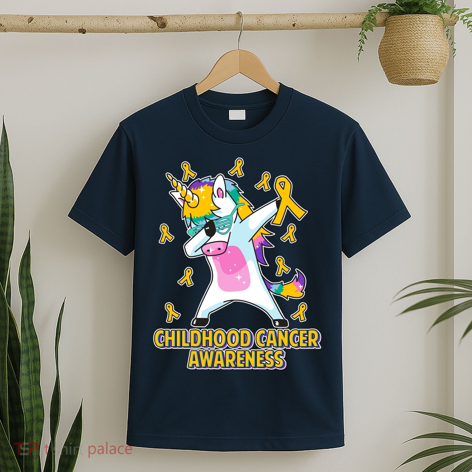 Childhood Cancer Awareness Dabbing Unicorn T-Shirt