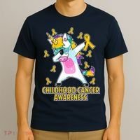 Childhood Cancer Awareness Dabbing Unicorn T-Shirt thumb 3