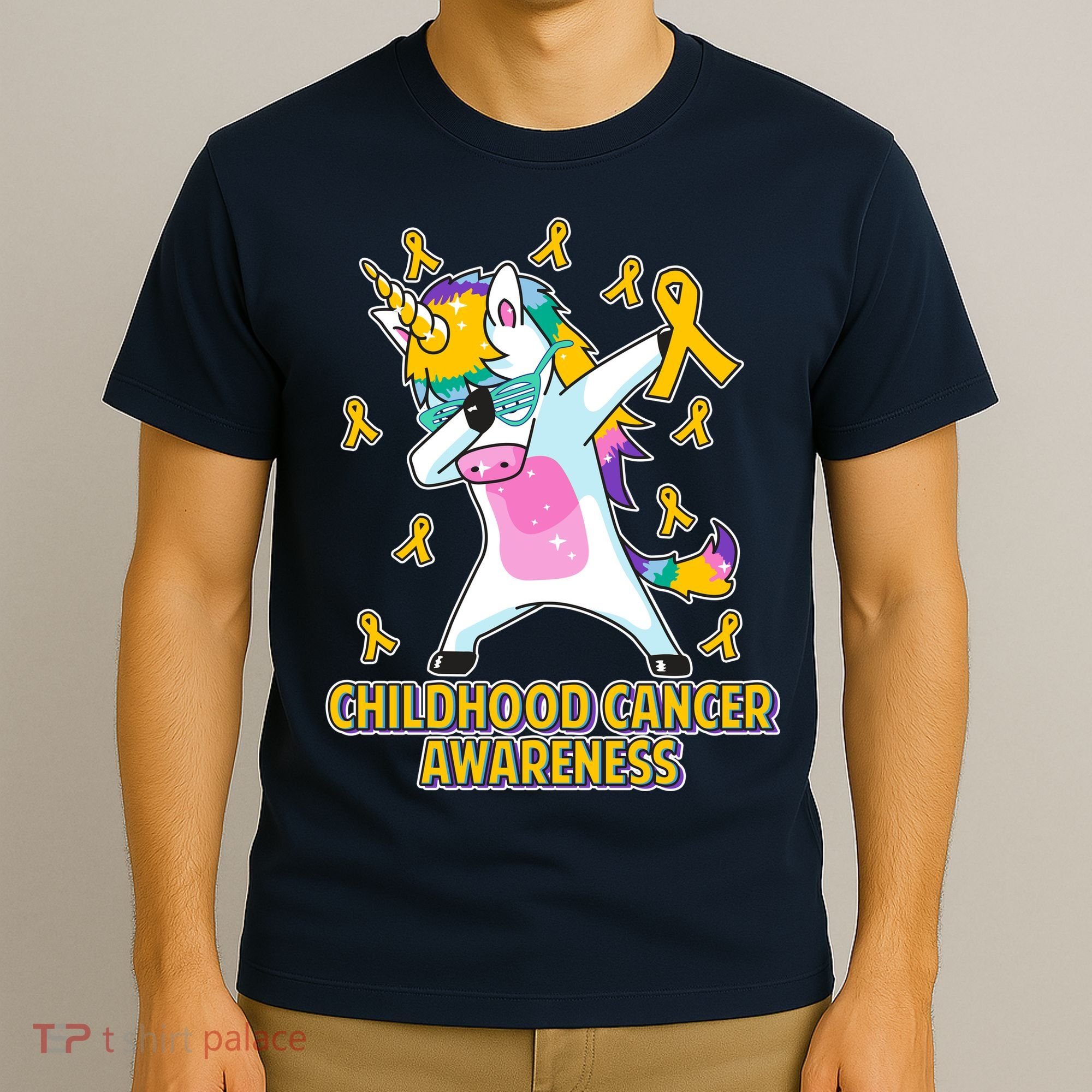 Childhood Cancer Awareness Dabbing Unicorn T-Shirt