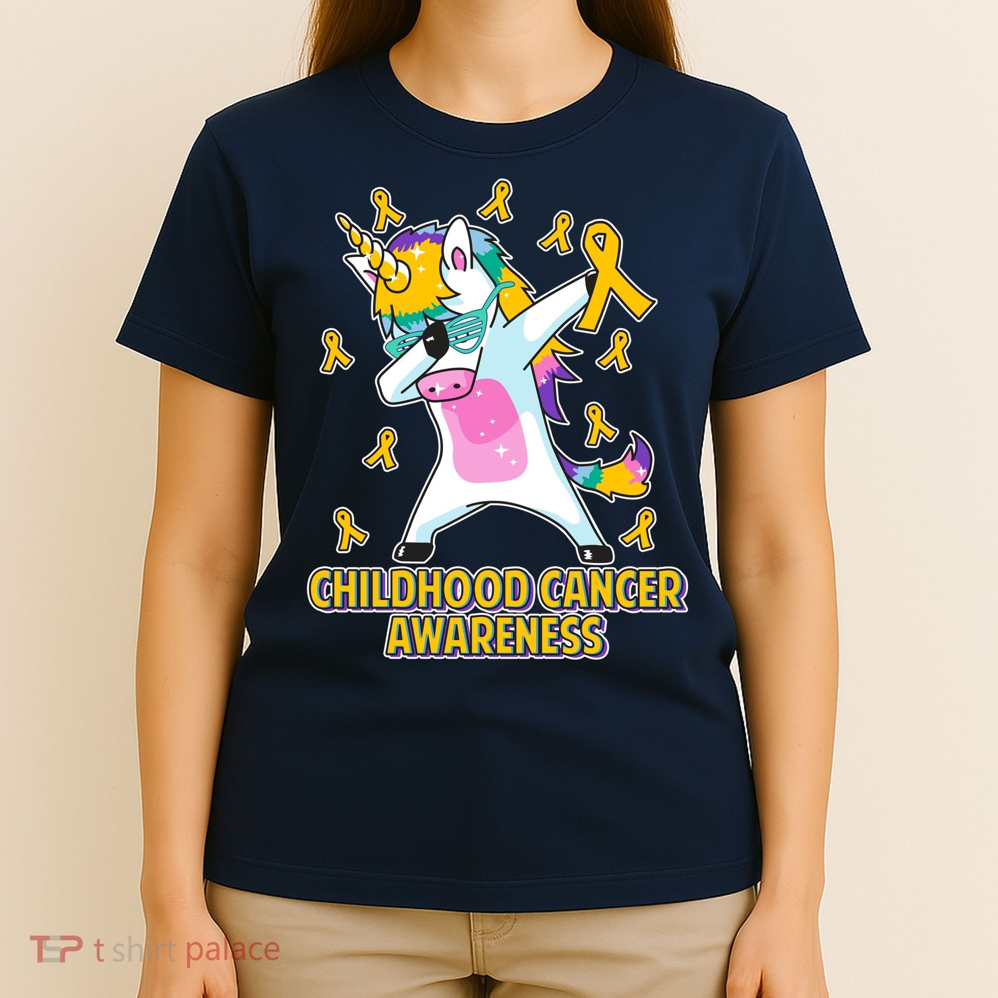 Childhood Cancer Awareness Dabbing Unicorn T-Shirt