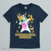 Childhood Cancer Awareness Dabbing Unicorn T-Shirt thumb 5