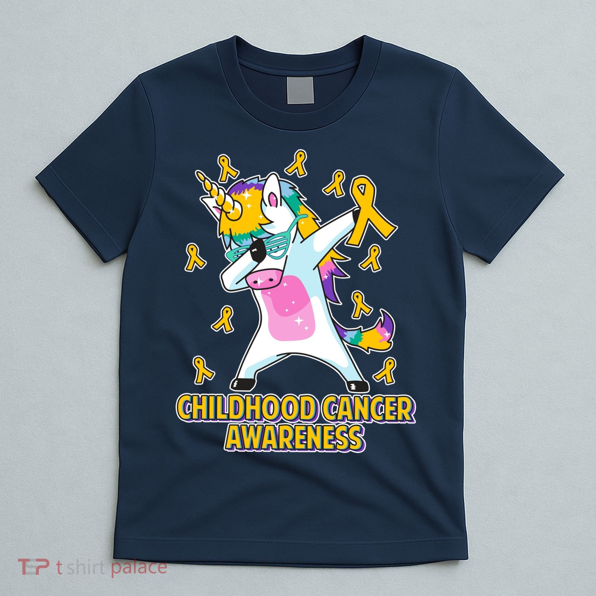 Childhood Cancer Awareness Dabbing Unicorn T-Shirt