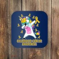Childhood Cancer Awareness Dabbing Unicorn Coaster thumb 0