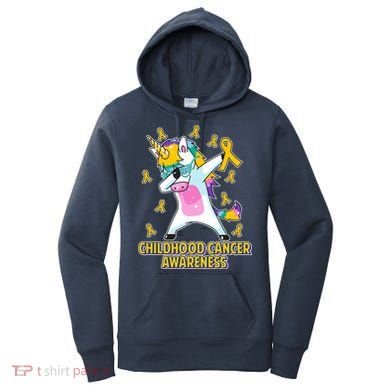 Childhood Cancer Awareness Dabbing Unicorn Women's Hoodie