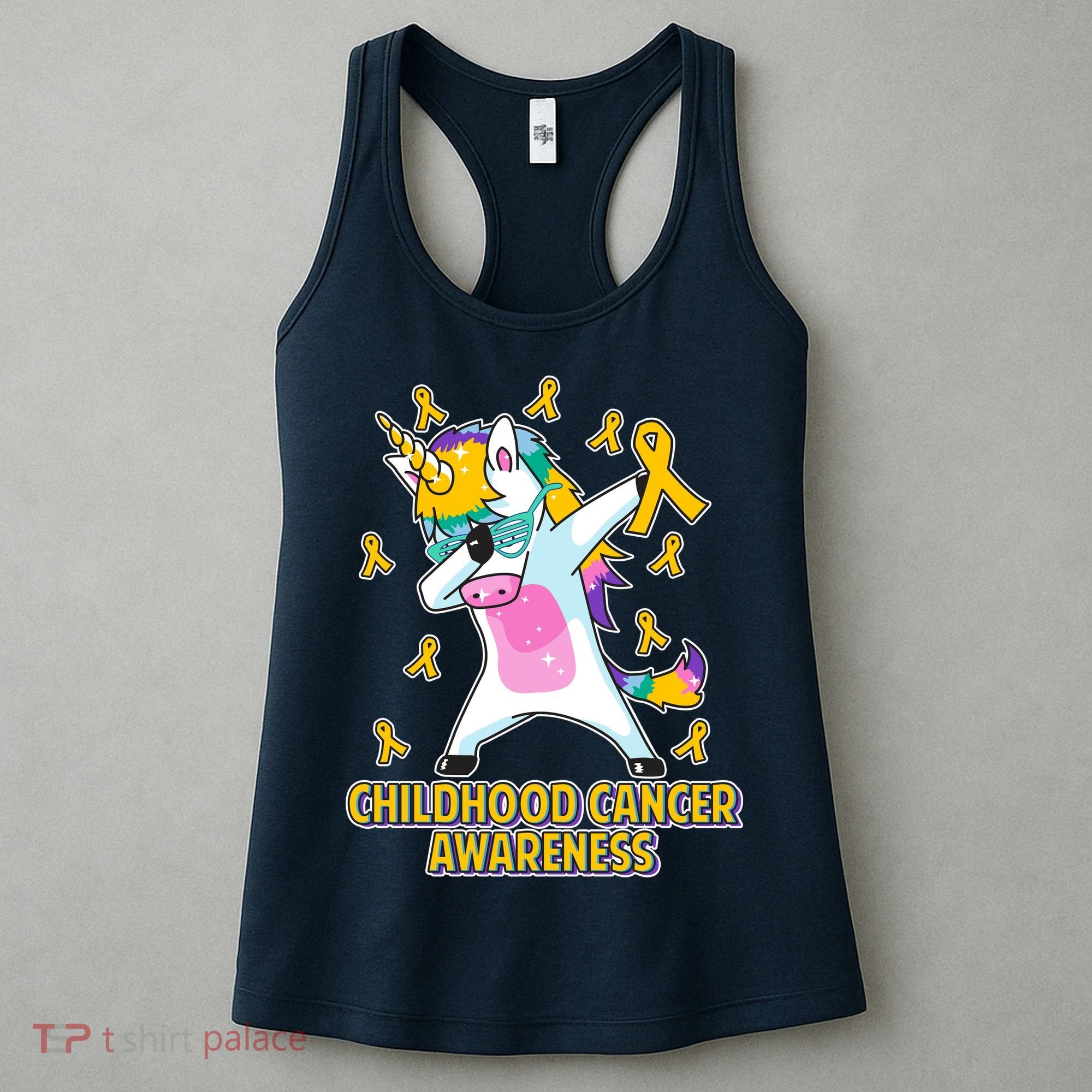 Childhood Cancer Awareness Dabbing Unicorn Women's Tank Top