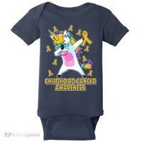 Childhood Cancer Awareness Dabbing Unicorn Baby Bodysuit thumb 0