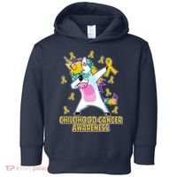 Childhood Cancer Awareness Dabbing Unicorn Toddler Hoodie thumb 0