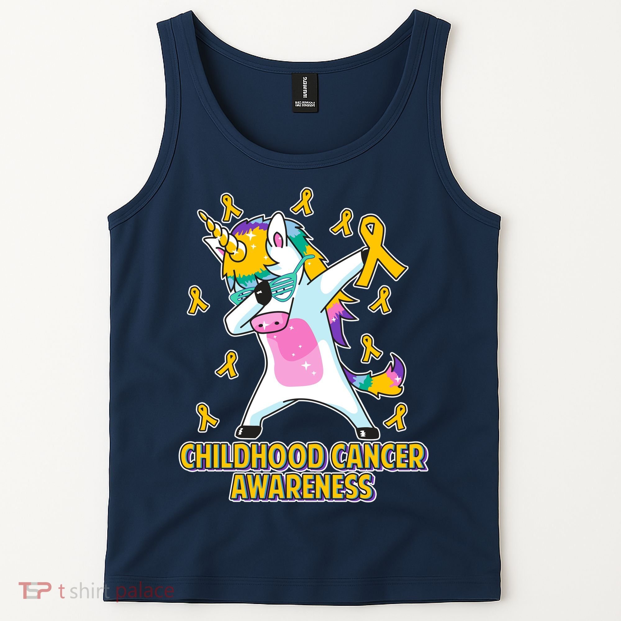 Childhood Cancer Awareness Dabbing Unicorn Tank Top