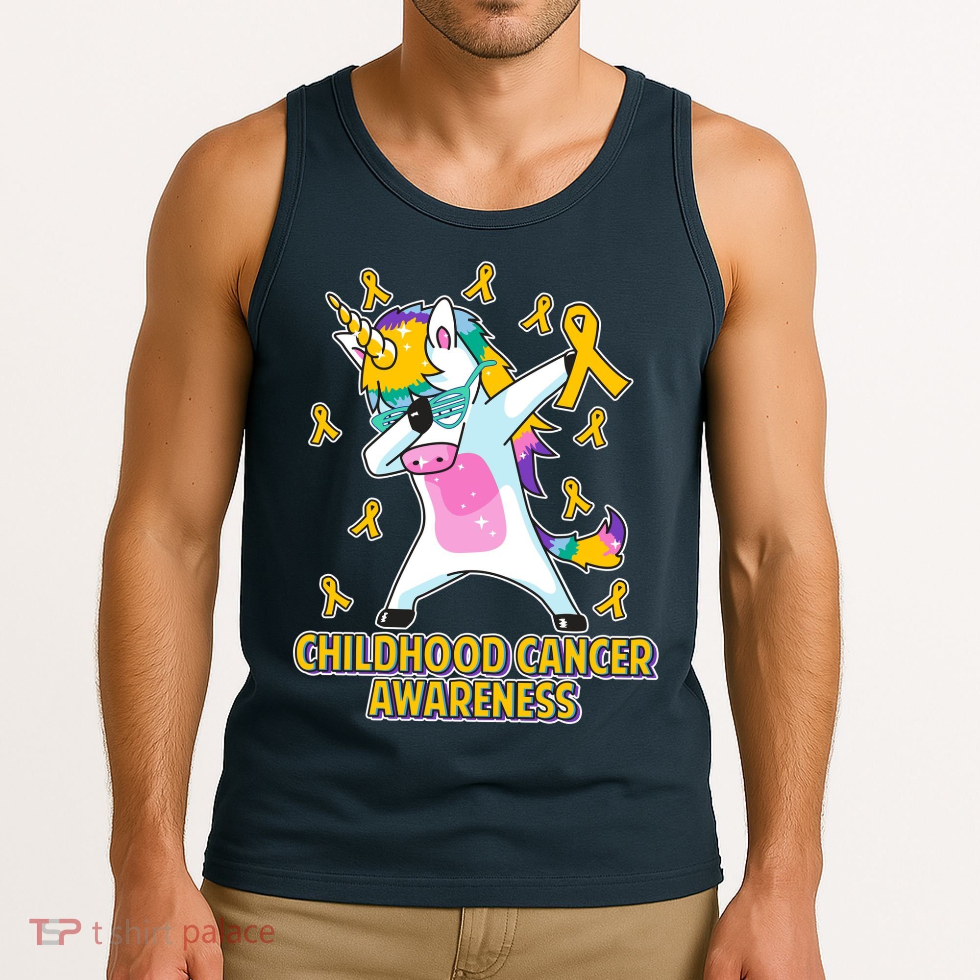 Childhood Cancer Awareness Dabbing Unicorn Tank Top