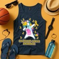 Childhood Cancer Awareness Dabbing Unicorn Tank Top thumb 4