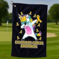Childhood Cancer Awareness Dabbing Unicorn Golf Towel thumb 1