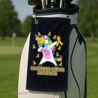 Childhood Cancer Awareness Dabbing Unicorn Golf Towel thumb 2