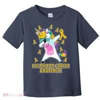 Childhood Cancer Awareness Dabbing Unicorn Toddler T-Shirt thumb 0