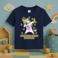 Childhood Cancer Awareness Dabbing Unicorn Toddler T-Shirt thumb 3
