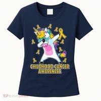 Childhood Cancer Awareness Dabbing Unicorn Women's T-Shirt thumb 0