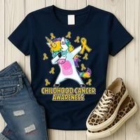 Childhood Cancer Awareness Dabbing Unicorn Women's T-Shirt thumb 3
