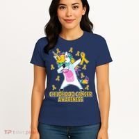 Childhood Cancer Awareness Dabbing Unicorn Women's T-Shirt thumb 4