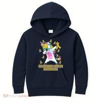 Childhood Cancer Awareness Dabbing Unicorn Kids Hoodie thumb 0