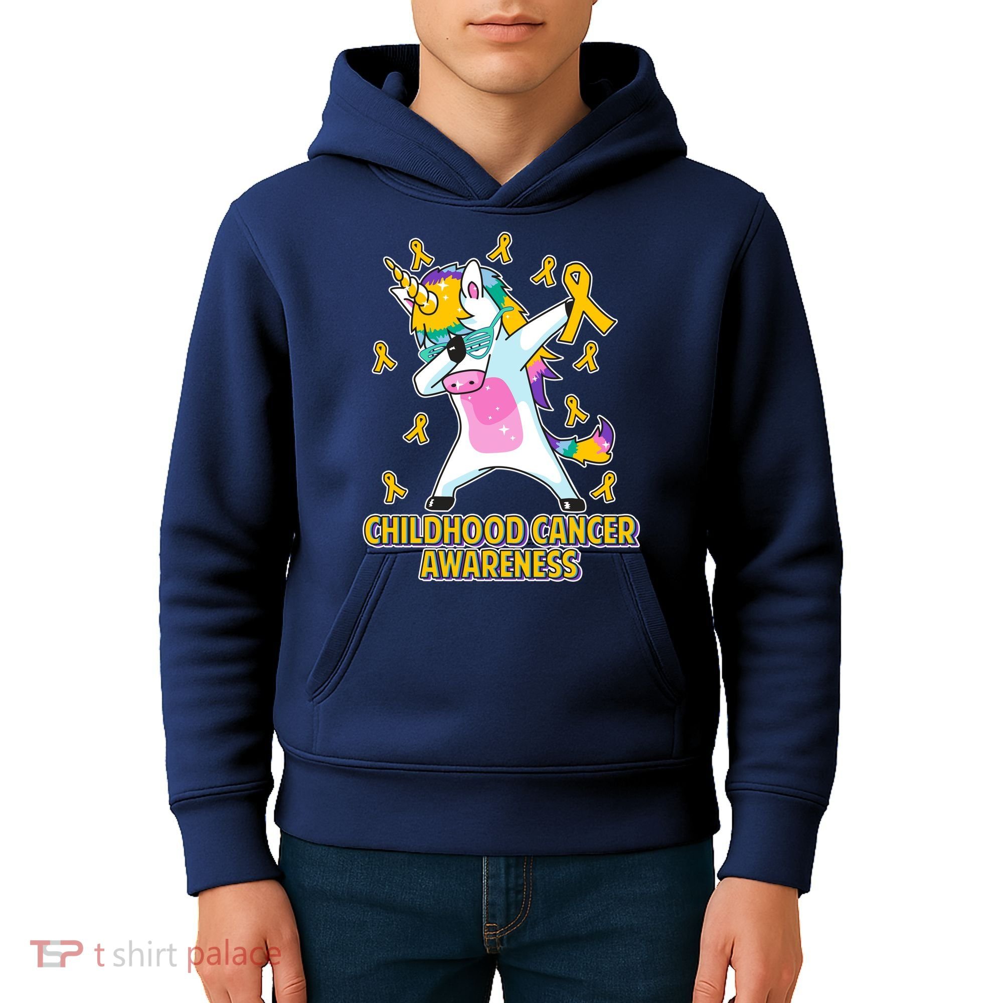 Childhood Cancer Awareness Dabbing Unicorn Kids Hoodie